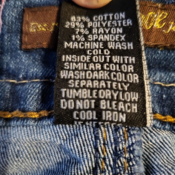 Southpole Jean Shorts Women's 20 Blue Distressed Y2K Embroidered Pockets - Picture 2 of 11